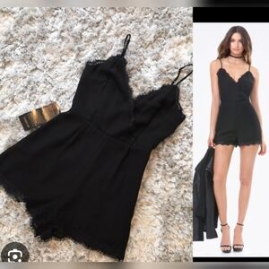 bebe Black Lace Trim Jumpsuit